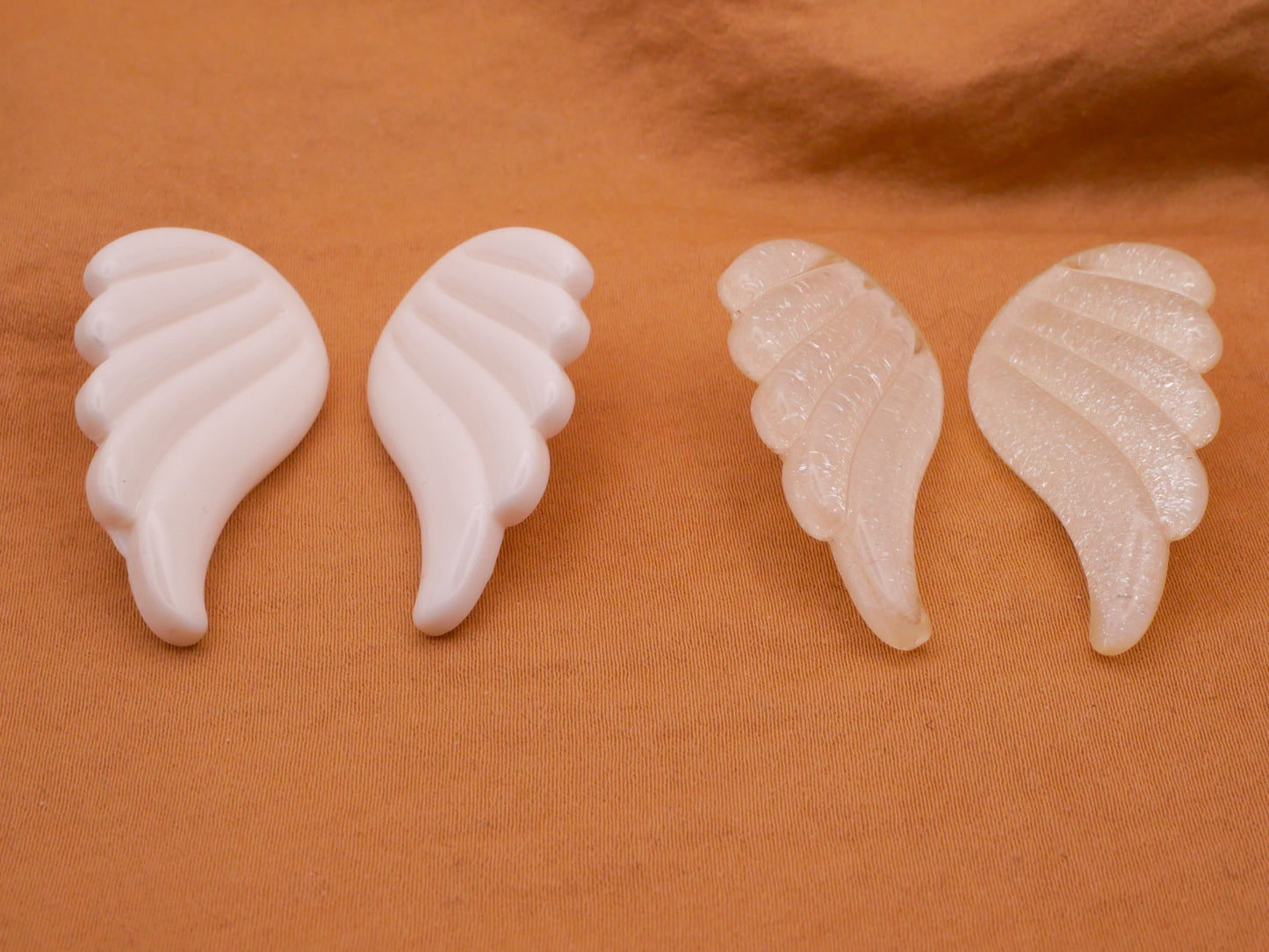 Wings White or Glitter Plastic Large Pair of Buttons 24x38mm