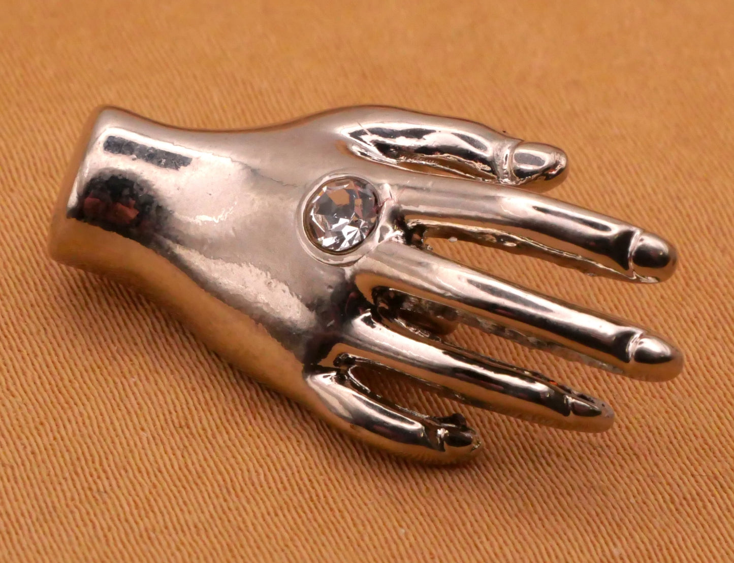 Hand Diamond Ring Shiny Gold Metal Button 14x27mm