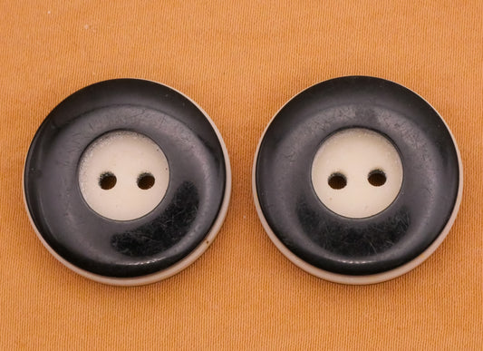 Black White Laminated Layer Vintage Plastic Button Various 23mm