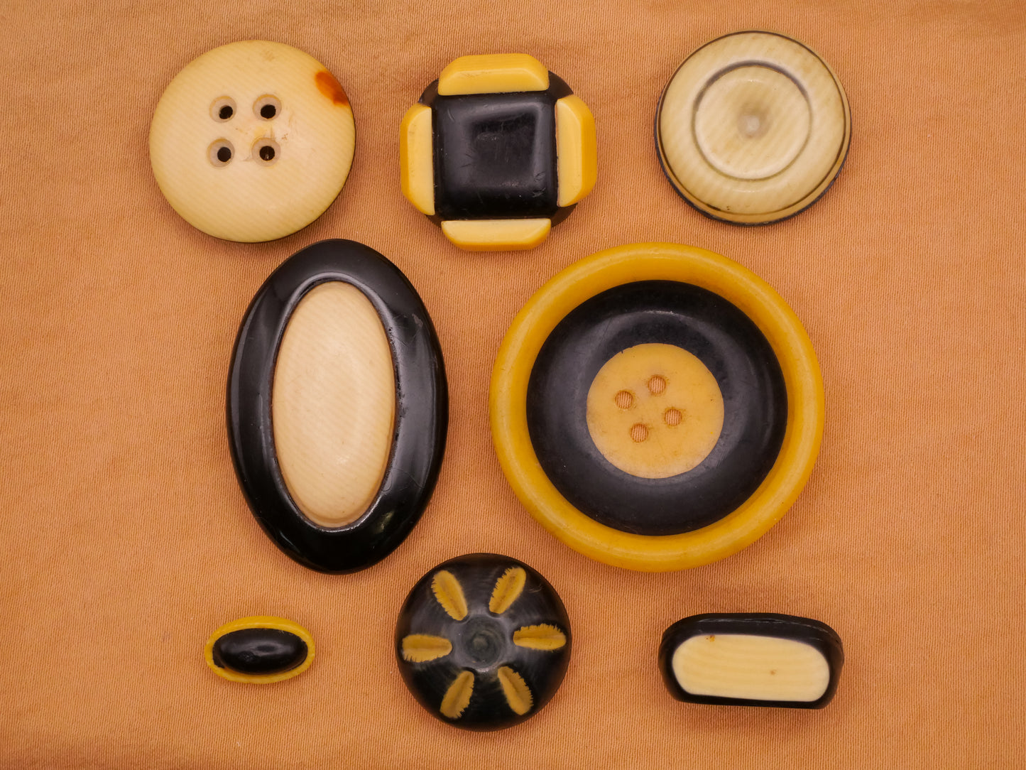 Black Ivory Celluloid Early Plastic Button Various 8-37mm