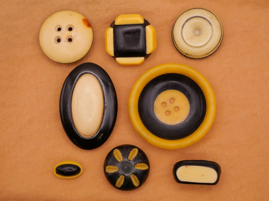 Black Ivory Celluloid Early Plastic Button Various 8-37mm