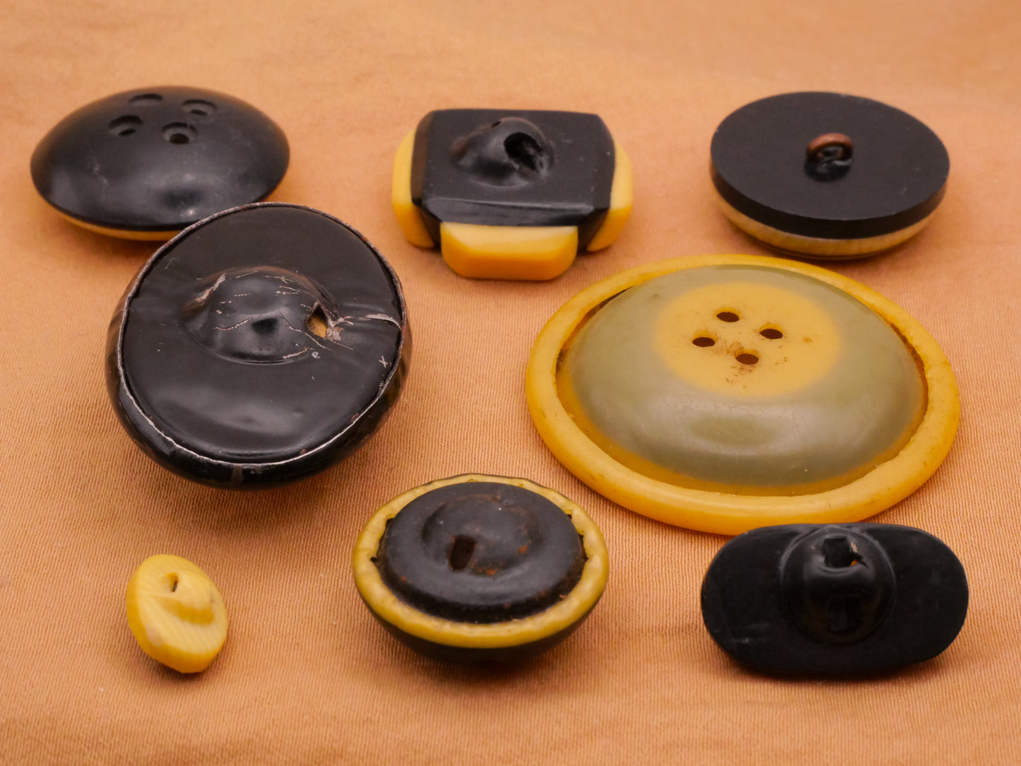 Black Ivory Celluloid Early Plastic Button Various 8-37mm