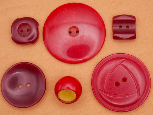 Red Bakelite Vibrant or Burgundy Early Plastic Button Various 14-37mm