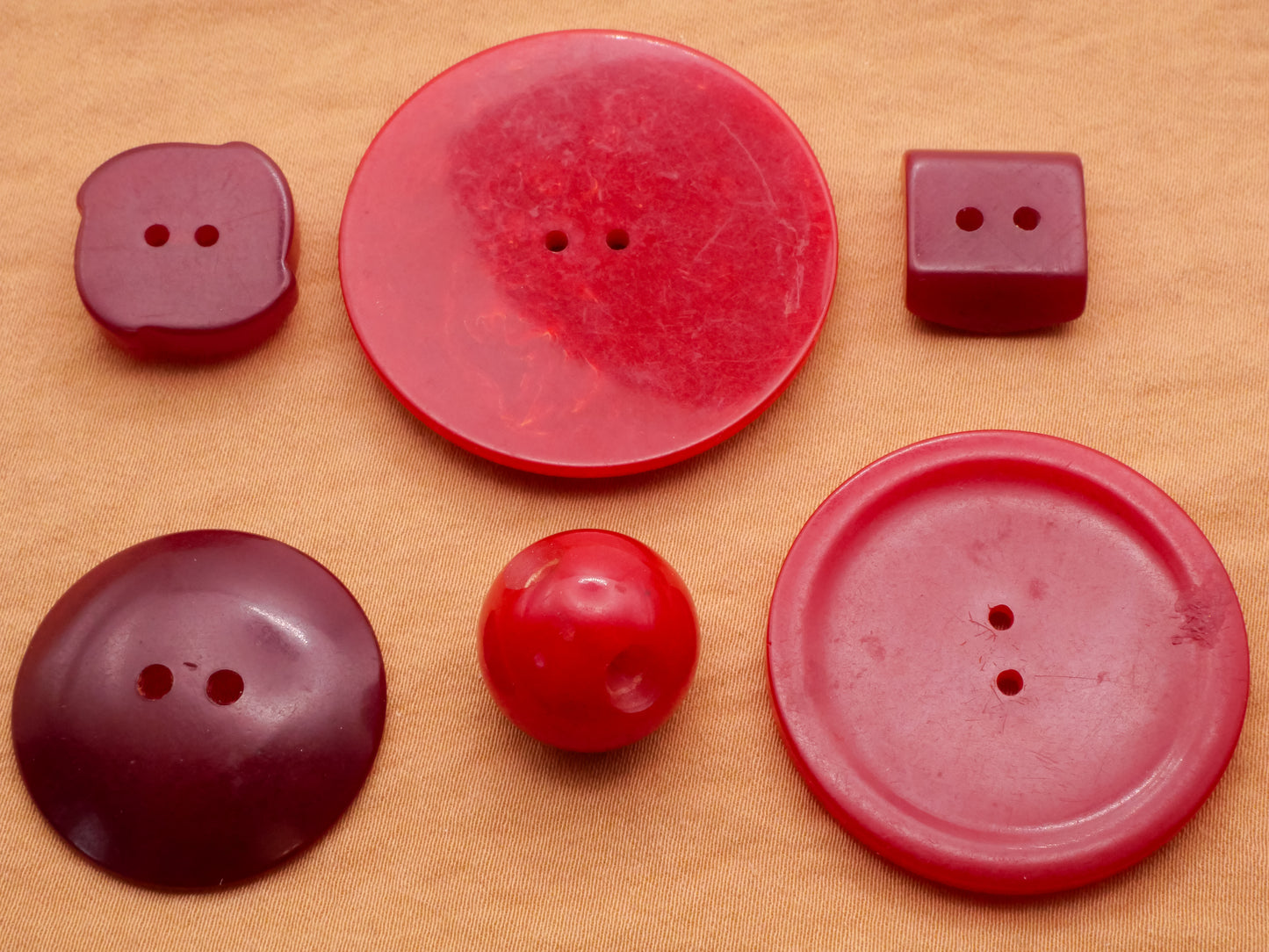 Red Bakelite Vibrant or Burgundy Early Plastic Button Various 14-37mm