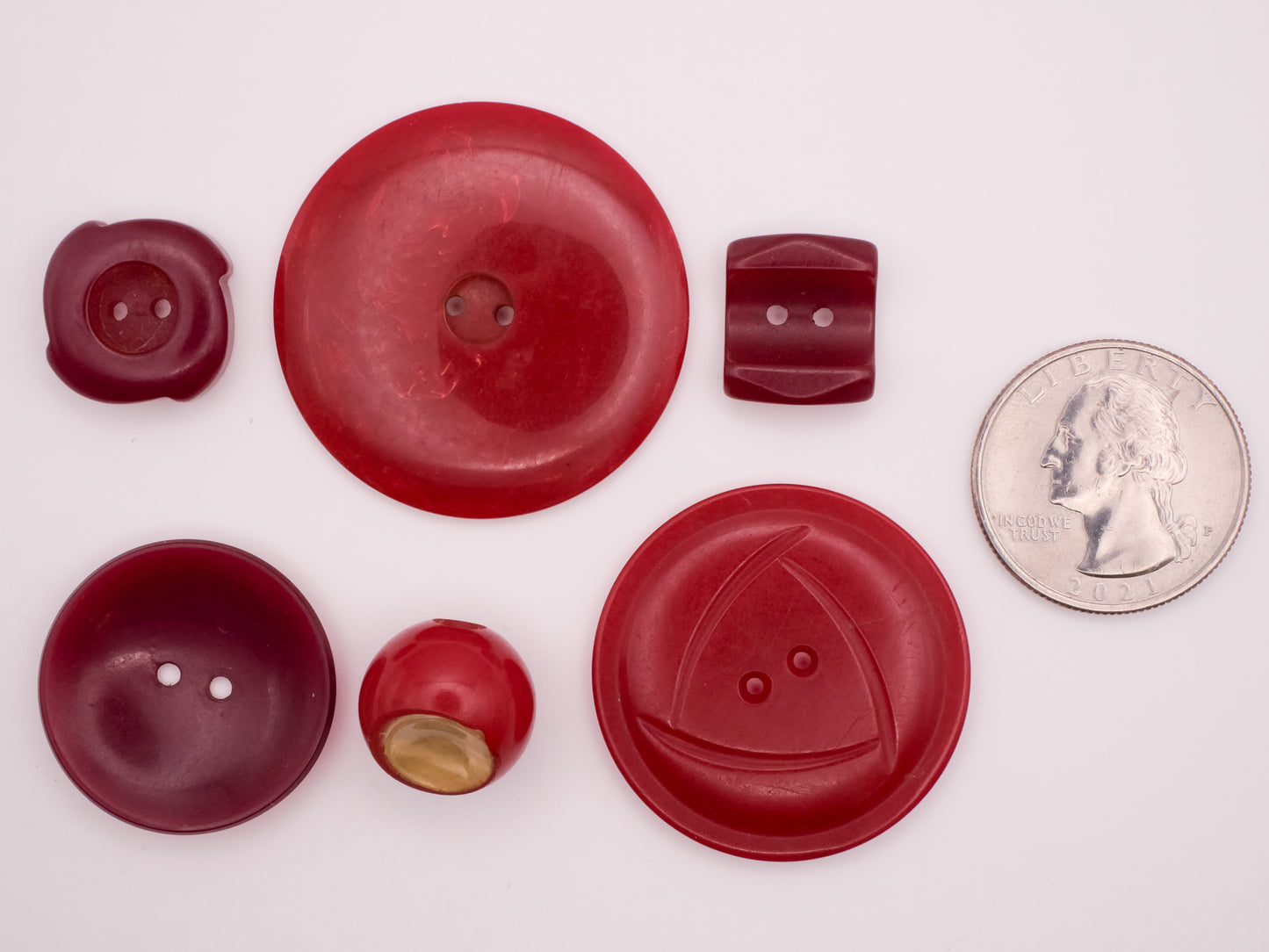Red Bakelite Vibrant or Burgundy Early Plastic Button Various 14-37mm