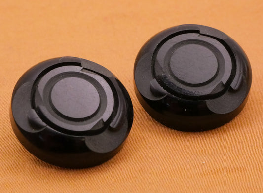 Wave Edge Carved Black Bakelite Early Plastic Pair of Buttons 22mm