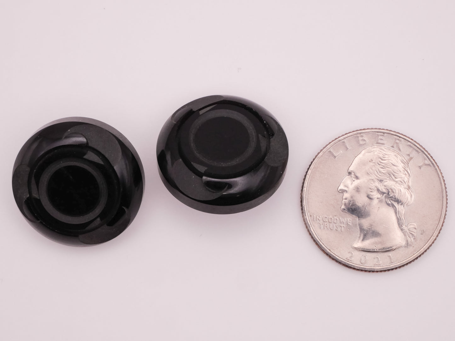 Wave Edge Carved Black Bakelite Early Plastic Pair of Buttons 22mm