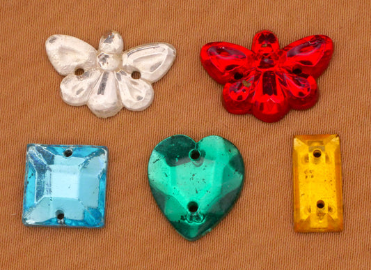 Foil Back Glass Vintage Embellishments Various 6-16mm