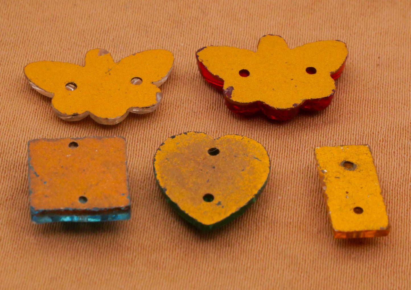 Foil Back Glass Vintage Embellishments Various 6-16mm