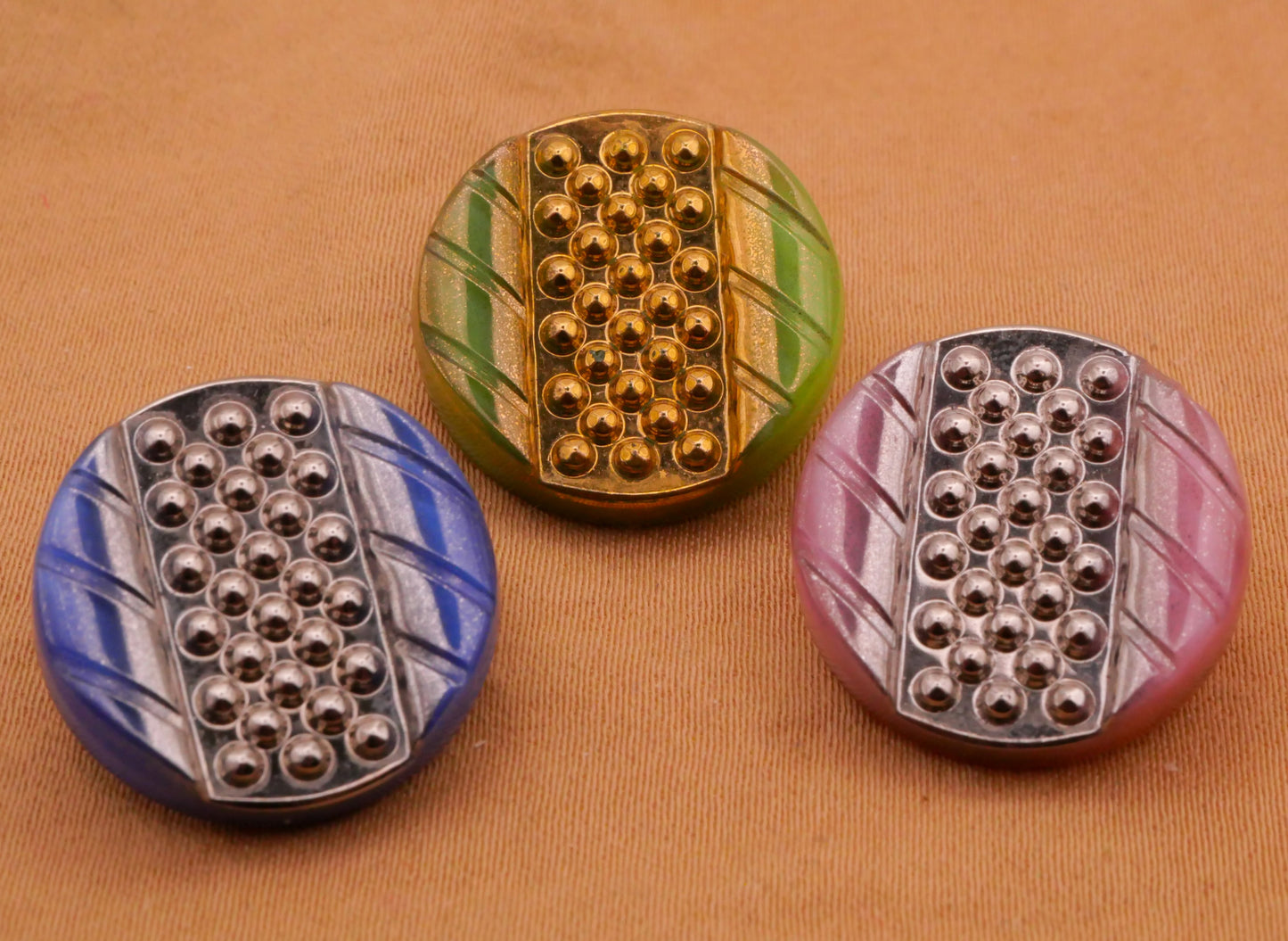 Hobnail Metallic Luster Moonglow Vintage Glass Button Various 19mm