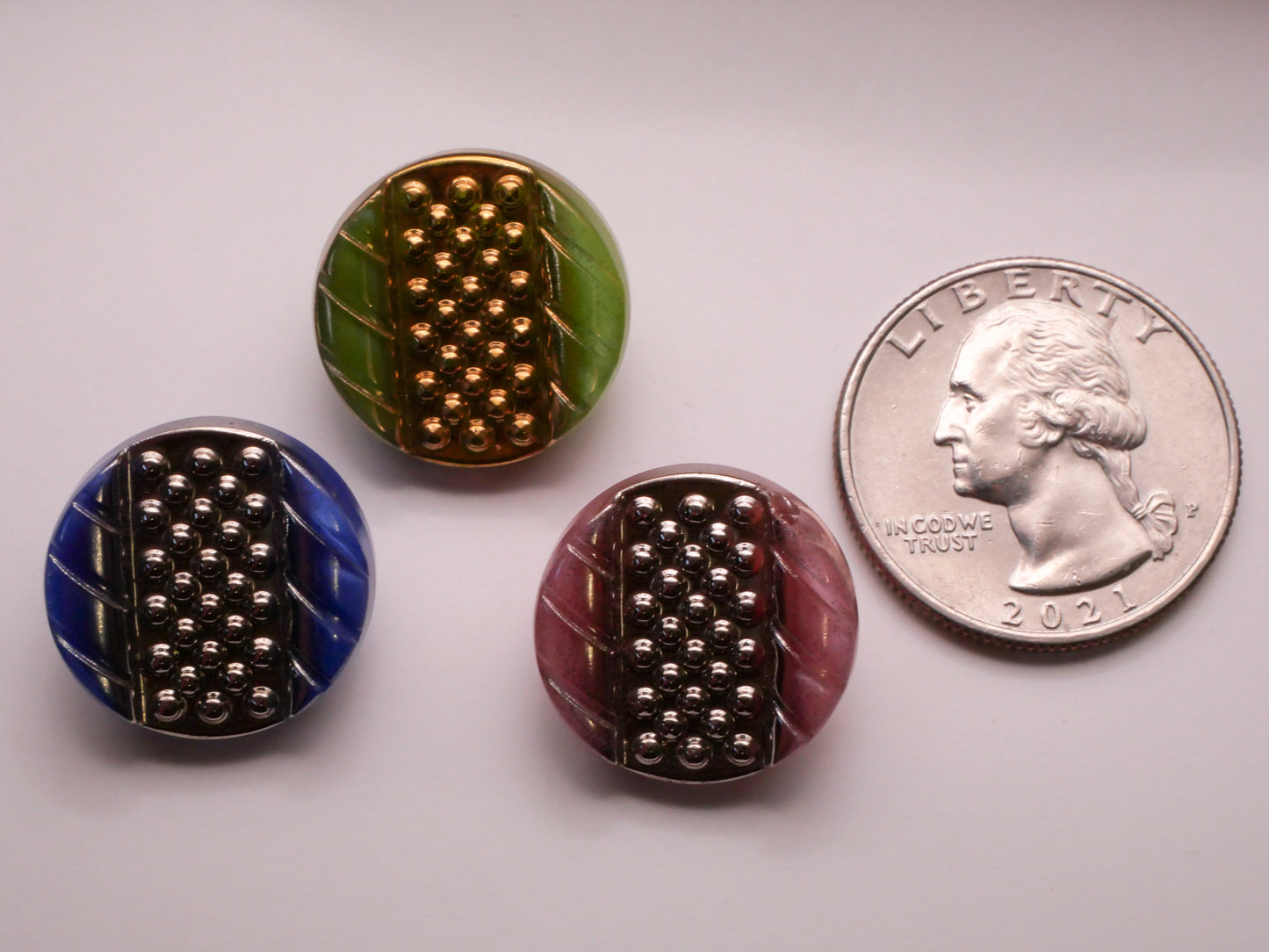 Hobnail Metallic Luster Moonglow Vintage Glass Button Various 19mm