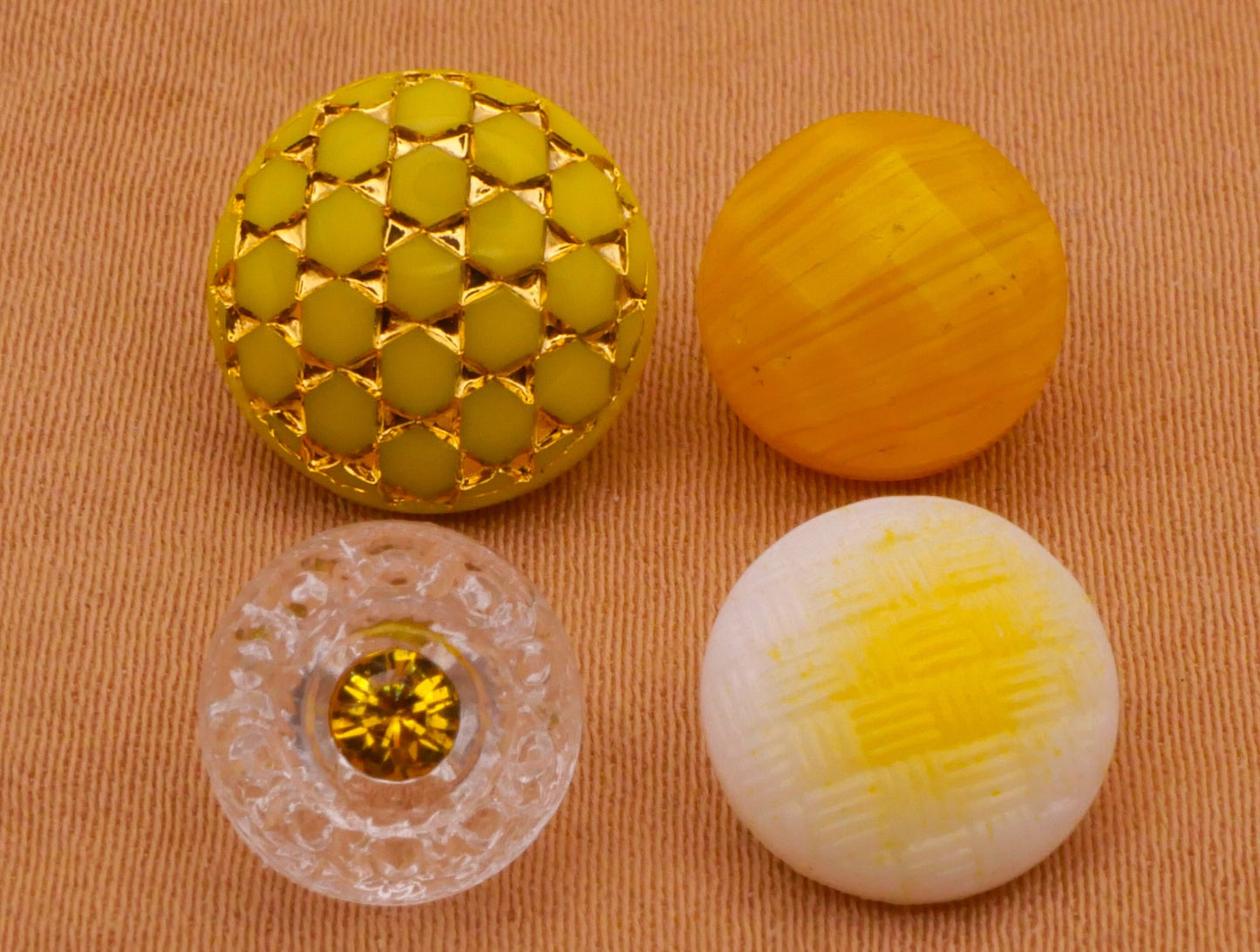 Yellow Vintage Glass Button Various 9-12mm