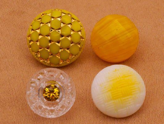 Yellow Vintage Glass Button Various 9-12mm