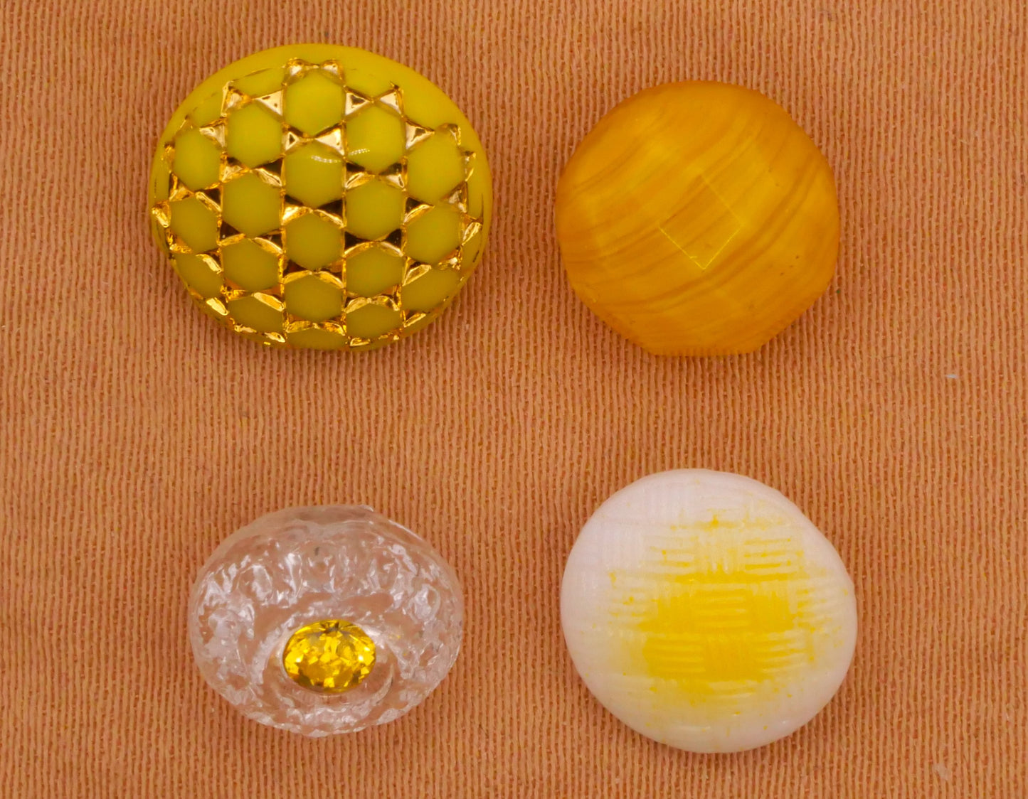 Yellow Vintage Glass Button Various 9-12mm