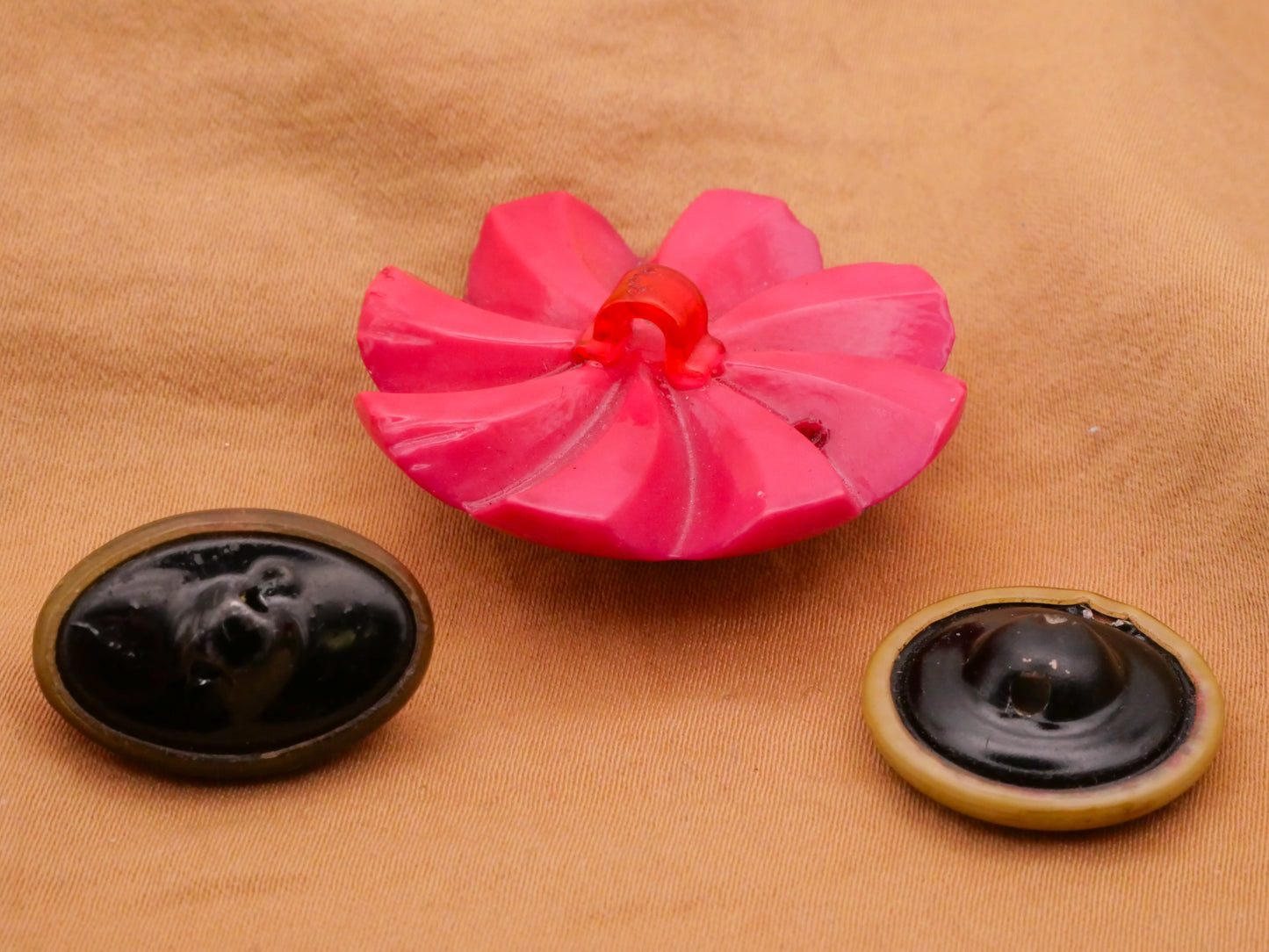 Hot Pink Tan Celluloid Early Plastic Vintage Button Various 14-33mm