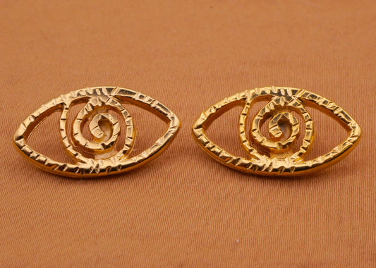 Hypnotized Spiral Eye Gold Metal Pair of Buttons 13x24mm
