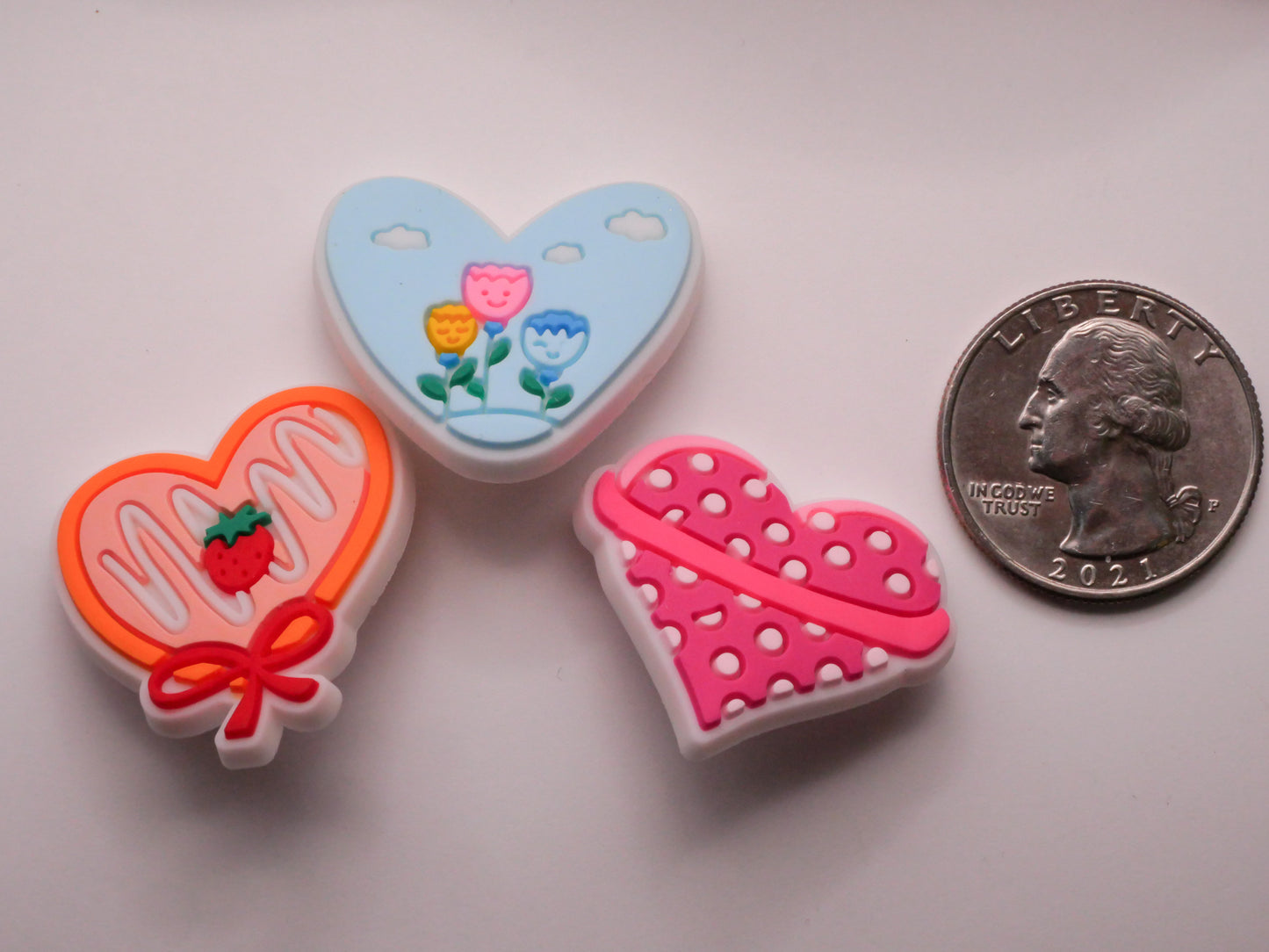 Heart Playful Fun Bendable Soft Plastic Set of Five Buttons Various 21-30mm