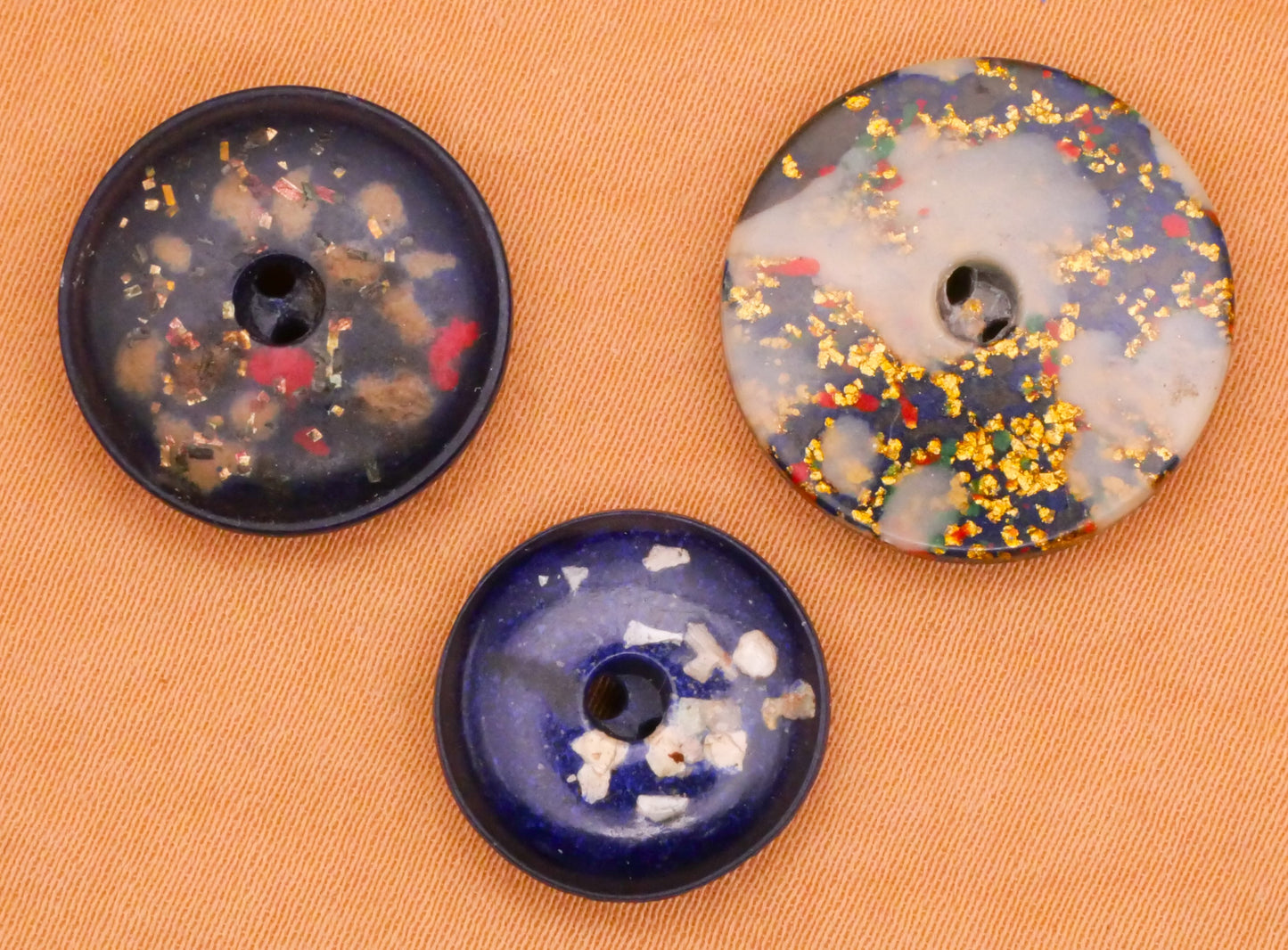 Composition Fleck Speckle Blue Whistle Vintage Button Various 15-19mm