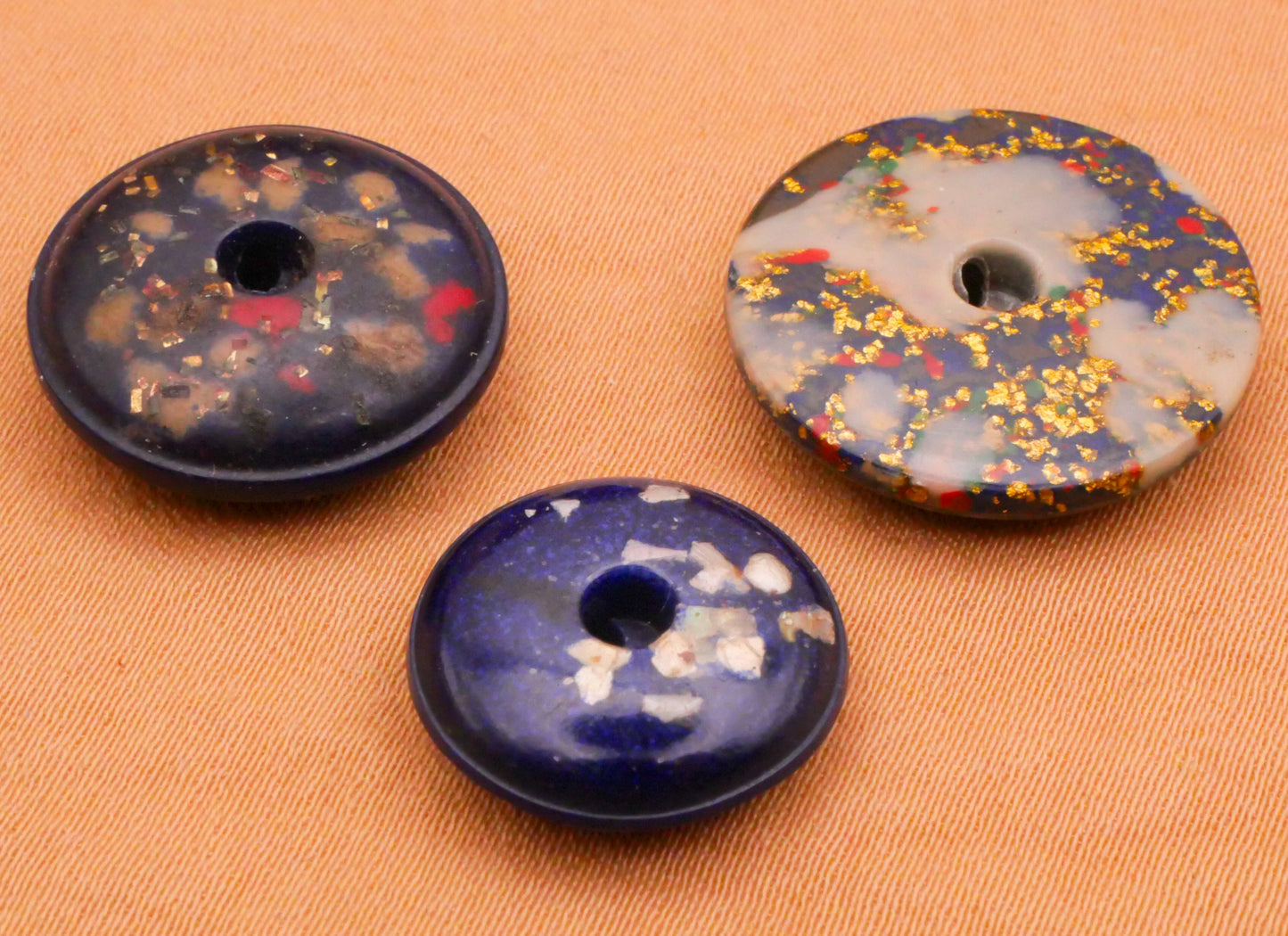Composition Fleck Speckle Blue Whistle Vintage Button Various 15-19mm