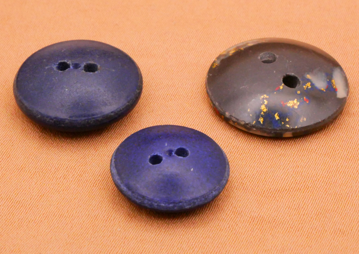 Composition Fleck Speckle Blue Whistle Vintage Button Various 15-19mm