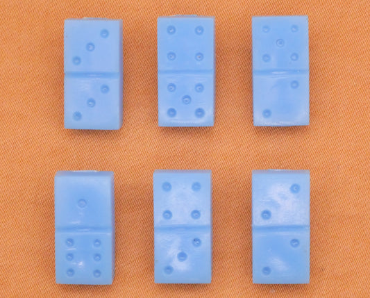 Domino Game Piece Goofie Goofy Baby Blue Vintage Plastic Button Various 9x17mm