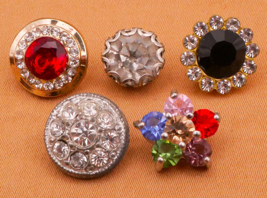 Rhinestone Small Glass Metal Button Various 9-12mm