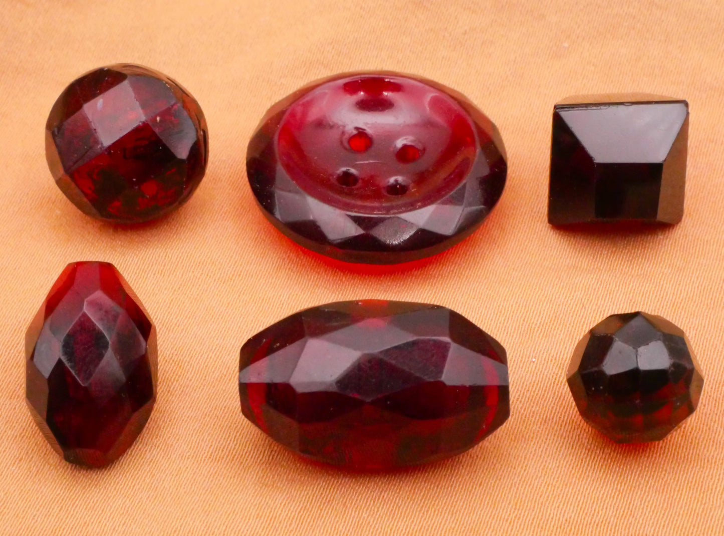 Rich Red Burgundy Faceted Antique Glass Button Various 10-23mm