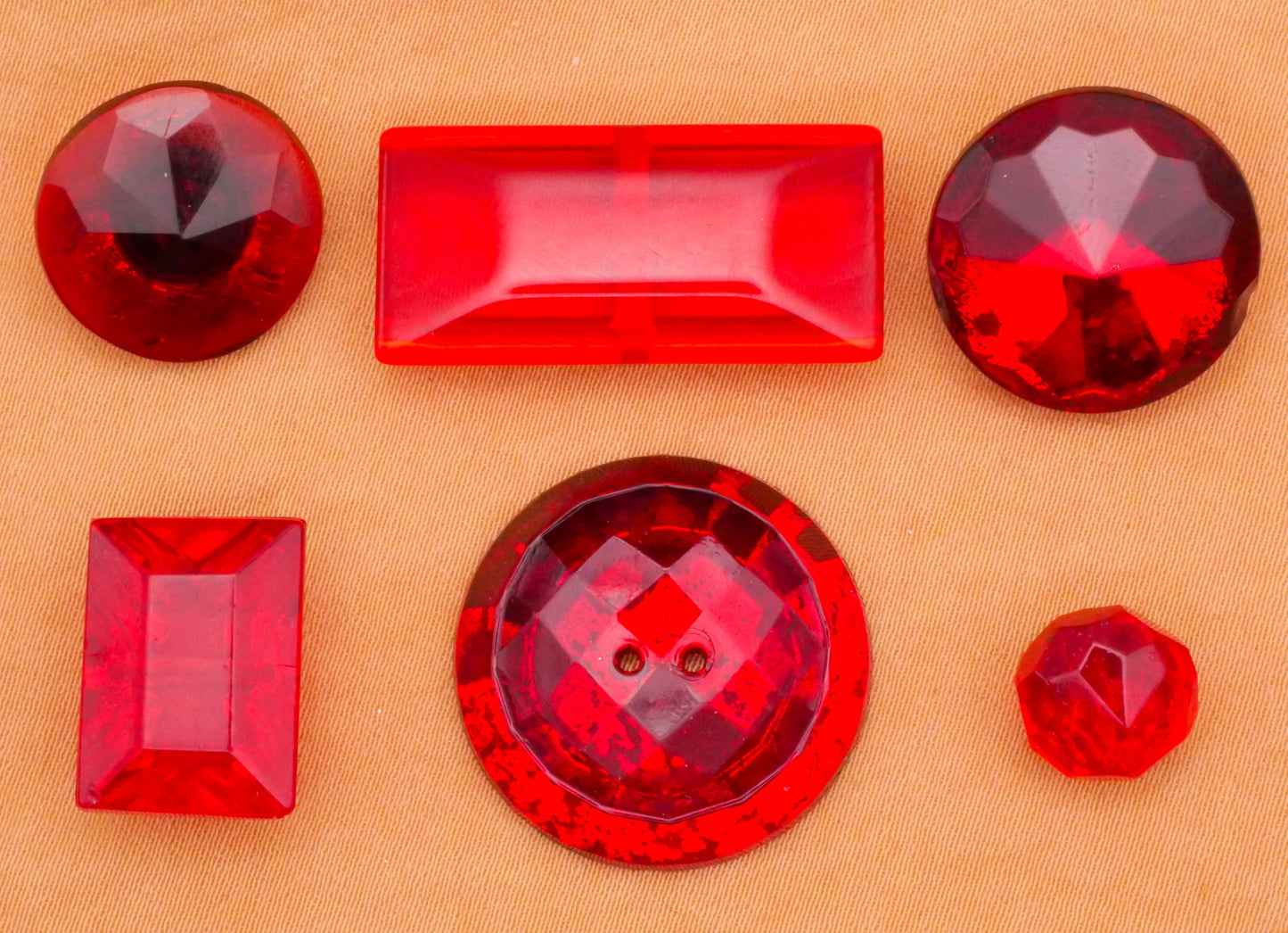 Vibrant Red Faceted Gem Look Vintage Glass Button Various 8-28mm