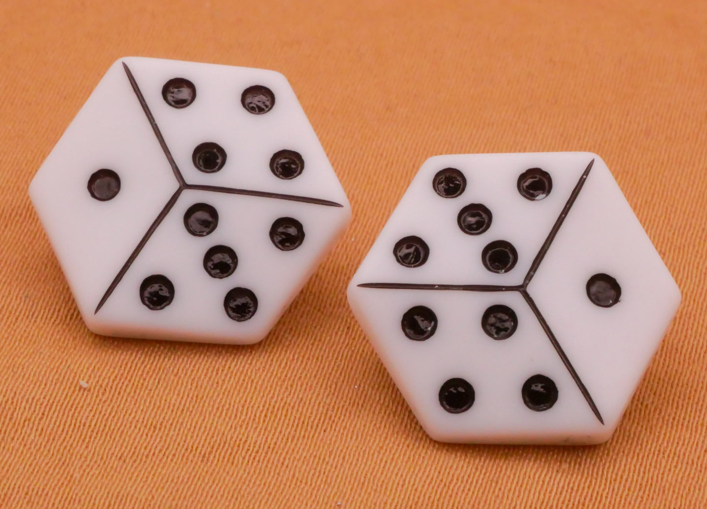 Dice Game Realistic Plastic Pair of Buttons 16x18mm