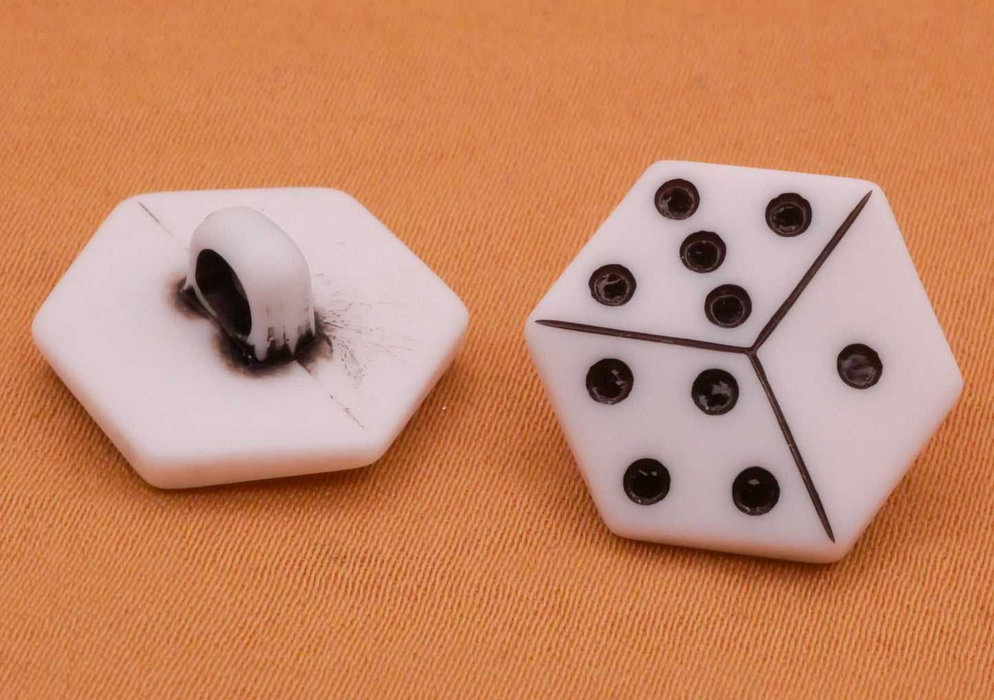 Dice Game Realistic Plastic Pair of Buttons 16x18mm