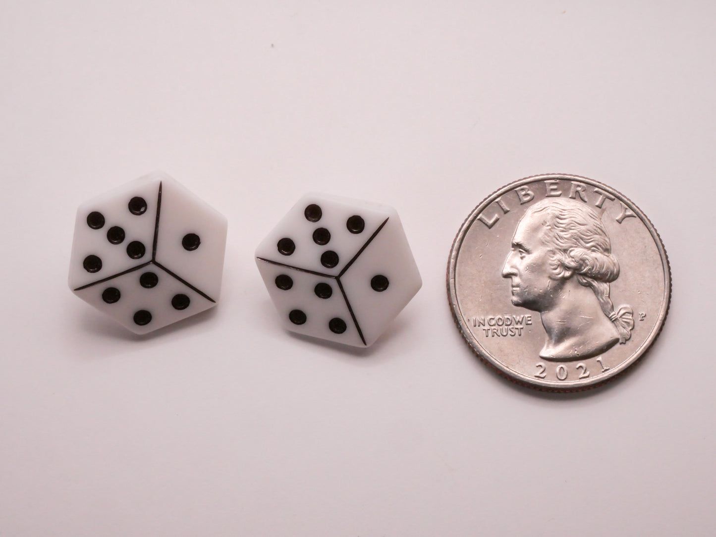 Dice Game Realistic Plastic Pair of Buttons 16x18mm