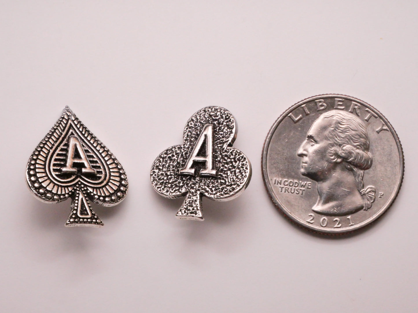 Ace King Queen Jack Suits Silver Metal Set of Four Buttons Various 18-23mm