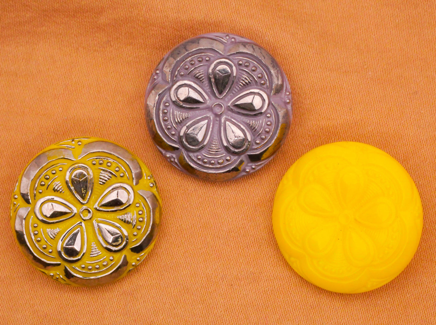 Flower Five Petal Vintage Glass Button Various 22mm