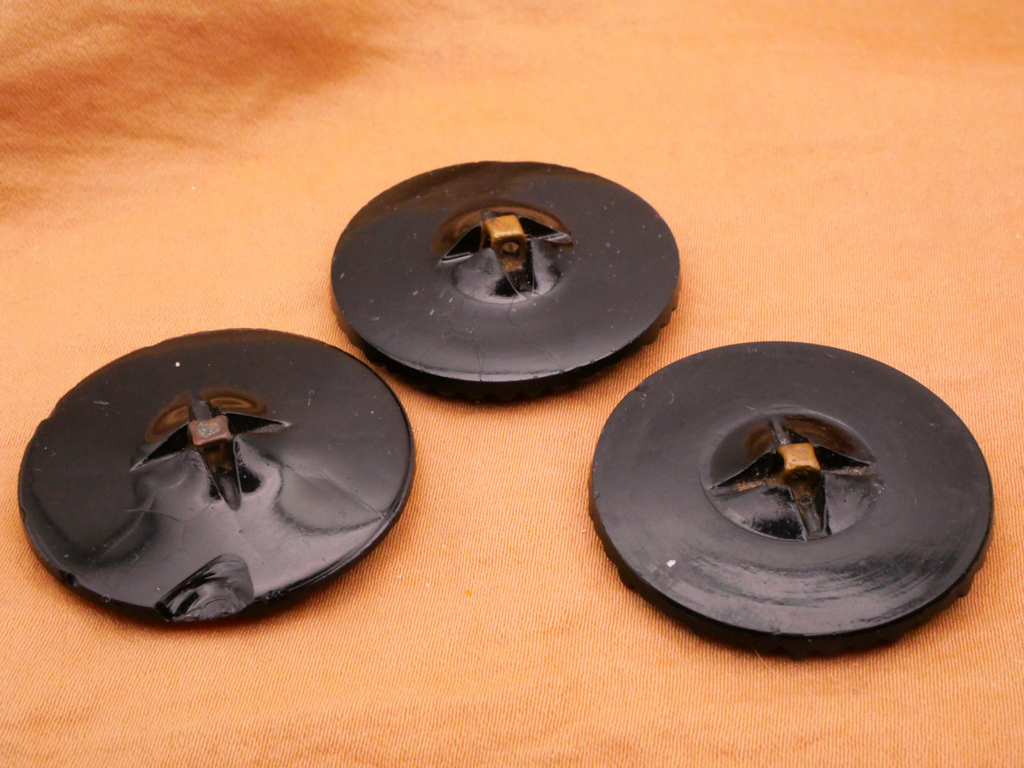 Flower Floral Design Steel Cut Look Black Glass Large Button Various 32mm