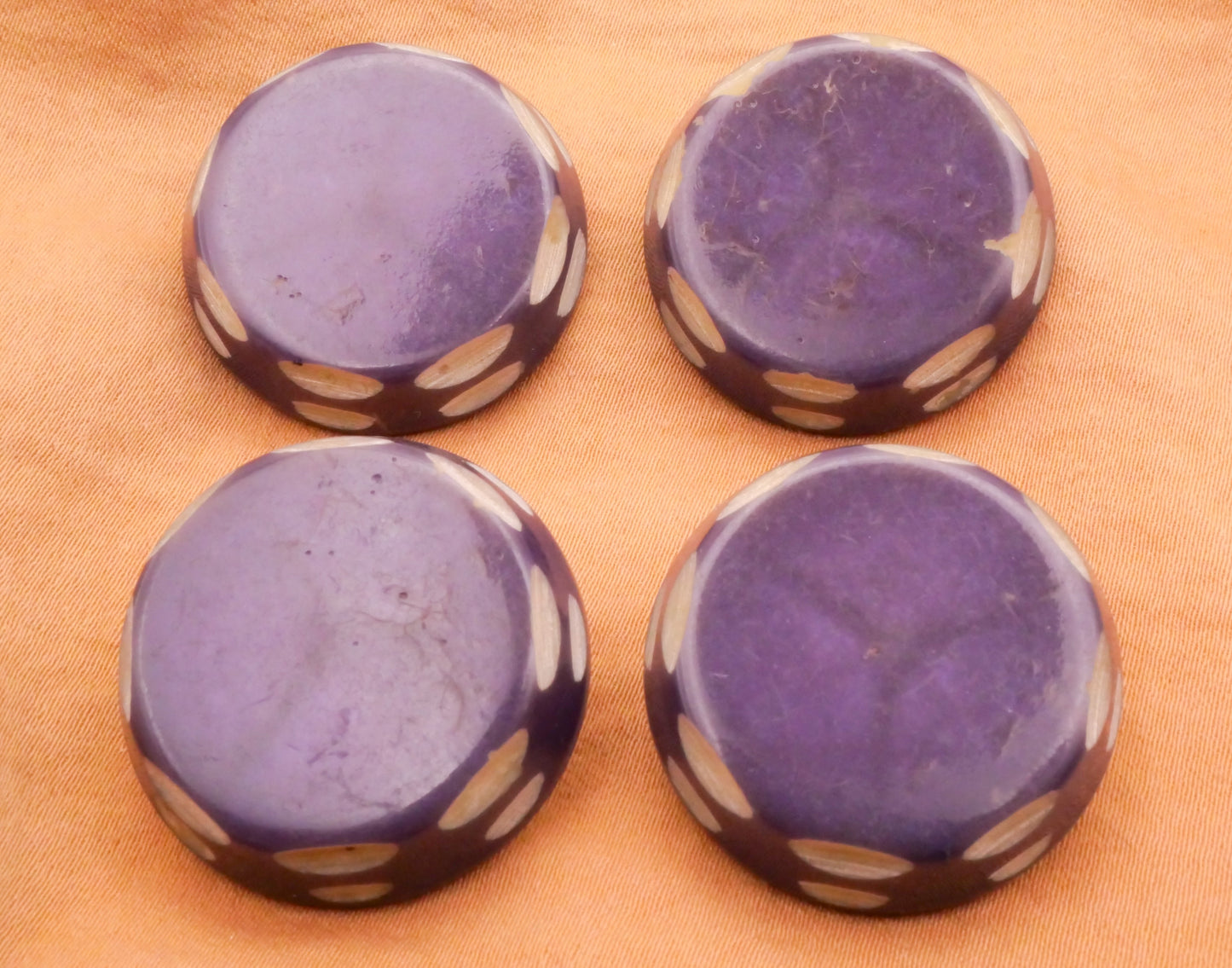 Purple Carved Casein Vintage Button Various 27mm