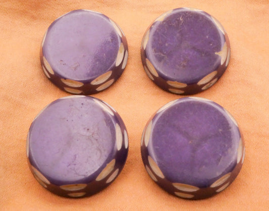 Purple Carved Casein Vintage Button Various 27mm