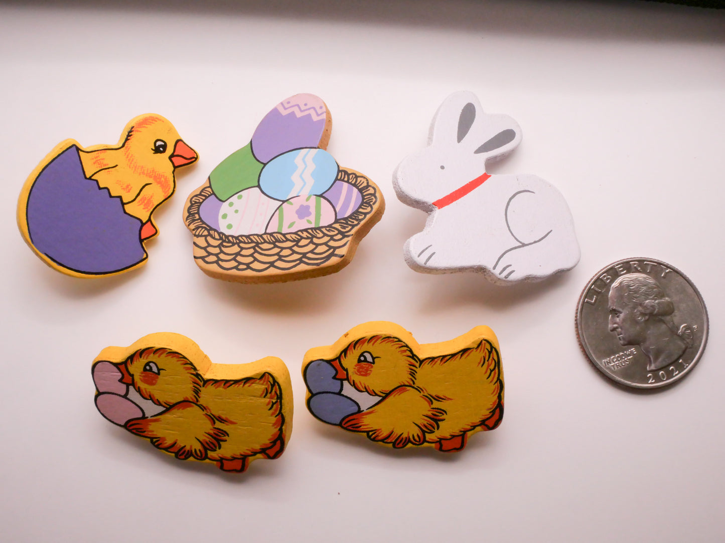 Easter Chick Rabbit or Eggs Vintage Wood Button Various 25-37mm