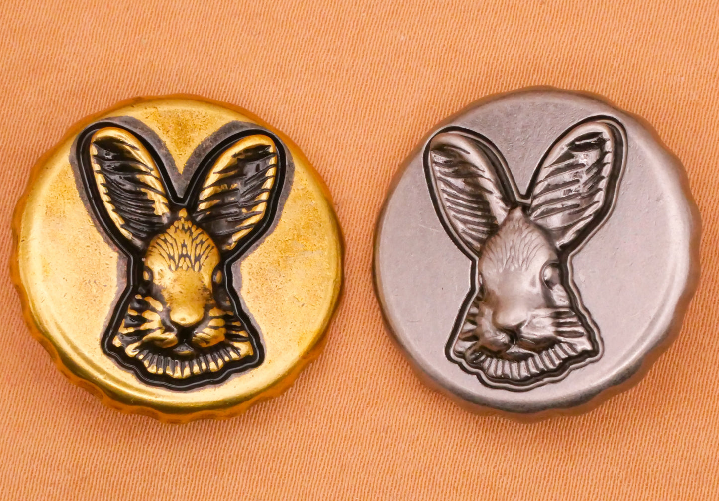 Bunny Rabbit Face Bottle Cap Metal Button Various 25mm