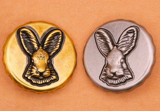 Bunny Rabbit Face Bottle Cap Metal Button Various 25mm