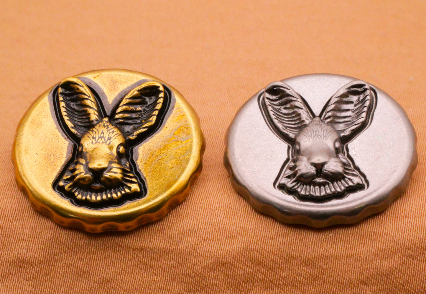 Bunny Rabbit Face Bottle Cap Metal Button Various 25mm