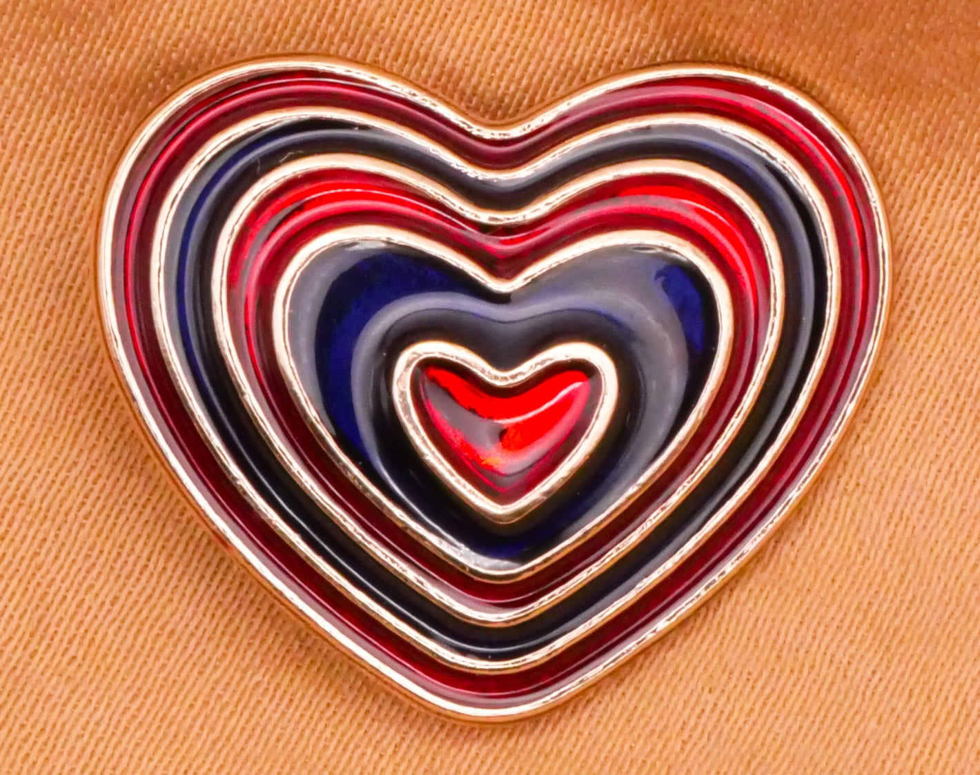 Heart Red Purple Cold Pressed Enamel Button 18x22mm