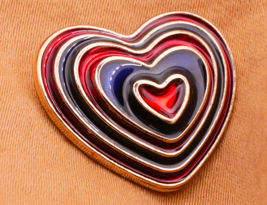 Heart Red Purple Cold Pressed Enamel Button 18x22mm