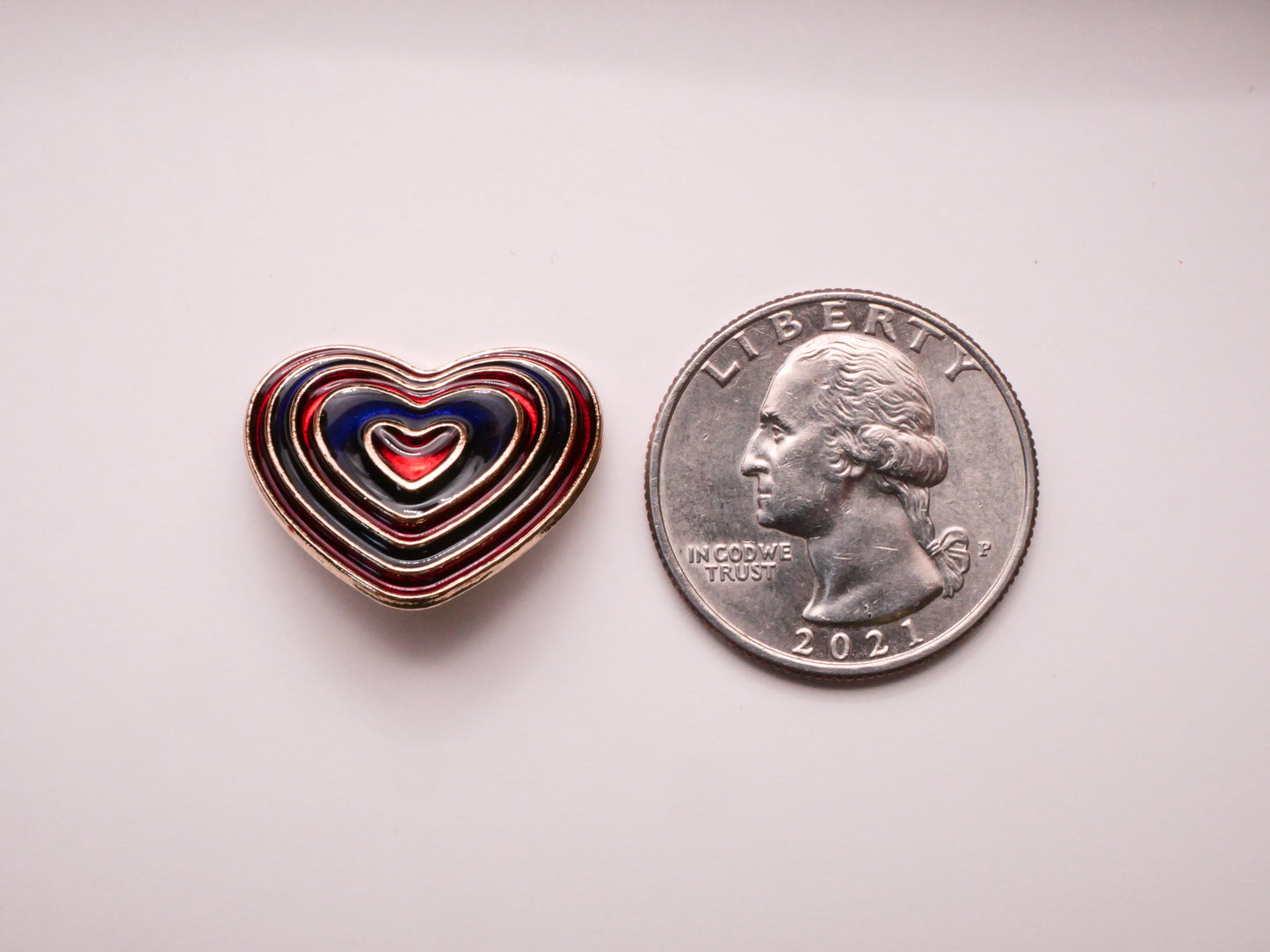 Heart Red Purple Cold Pressed Enamel Button 18x22mm