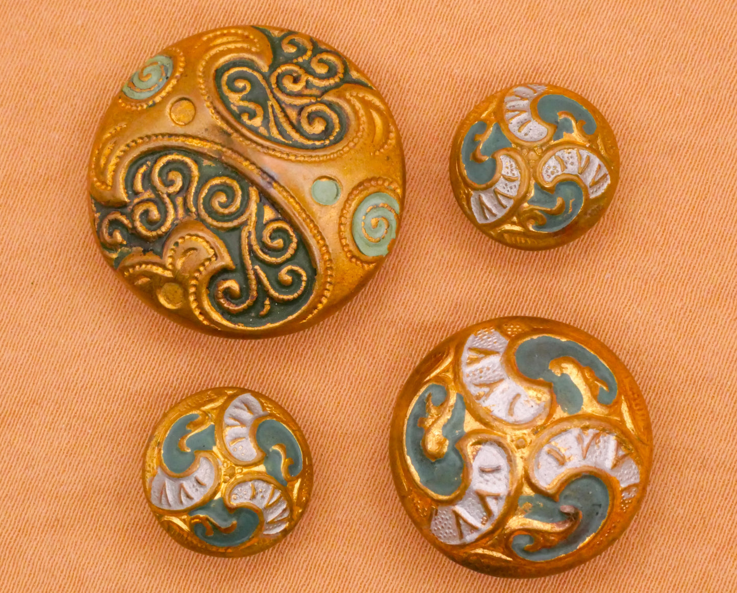 Green Swirl Enamel Metal Button Various 12-22mm