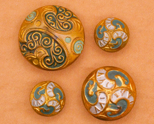 Green Swirl Enamel Metal Button Various 12-22mm