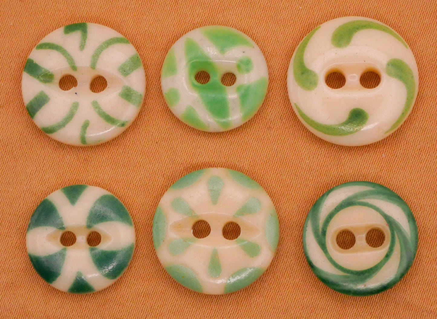 Green Stencil Antique Porcelain China Button Various 14-17mm