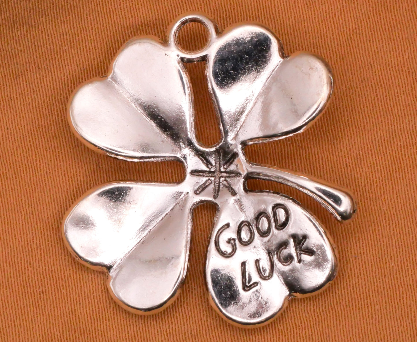 Clover Shamrock Good Luck Silver Metal Pair of Charms Embellishments 26x27mm