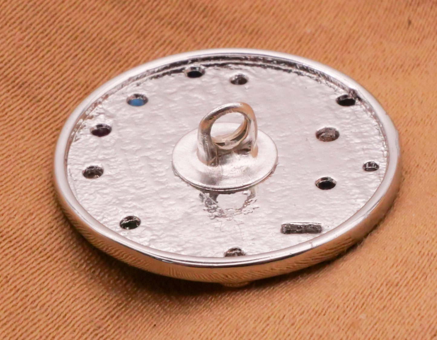 Eye Celestial Moon Stars Rhinestone Silver Metal Button 20mm