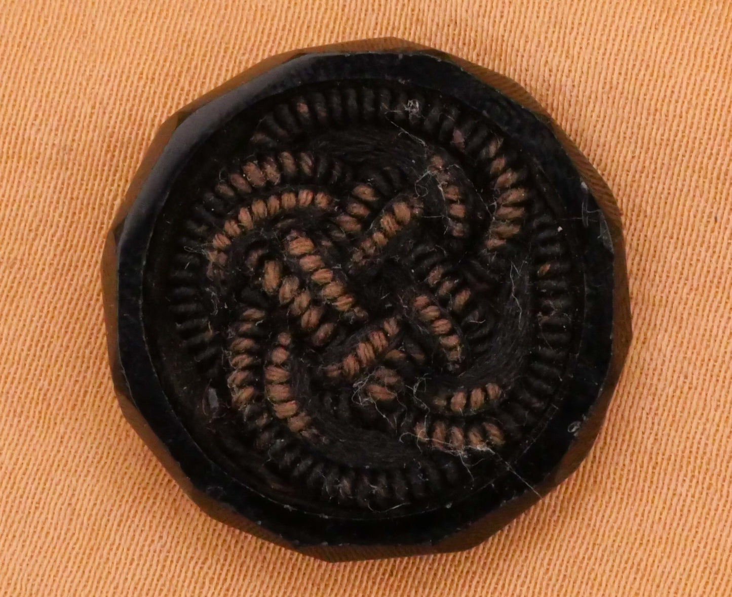 Passementerie Woven Threads Faceted Black Glass Antique Button 21mm