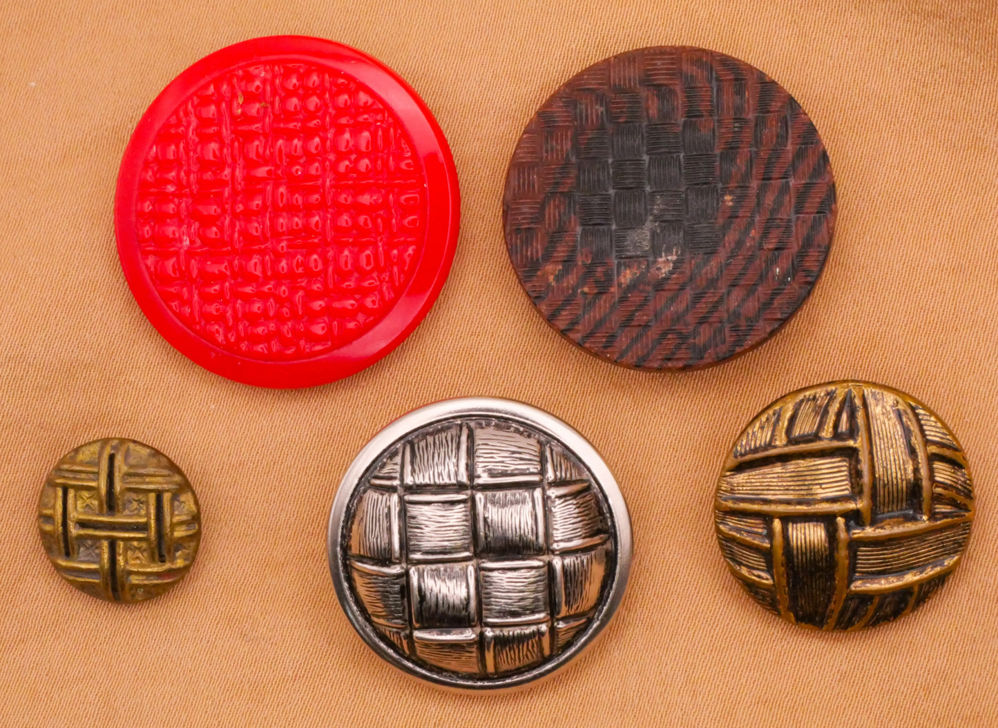 Weave Woven Look Vintage Button Various 13-27mm